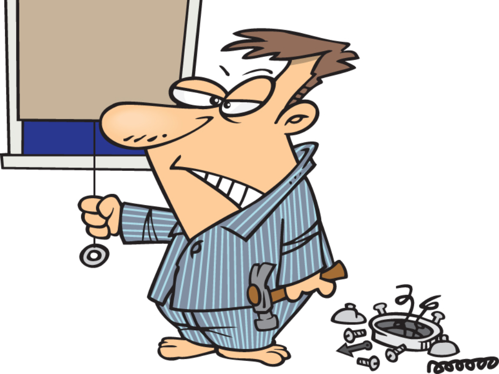 man with a smashed alarm clock not wanting to wake up so early