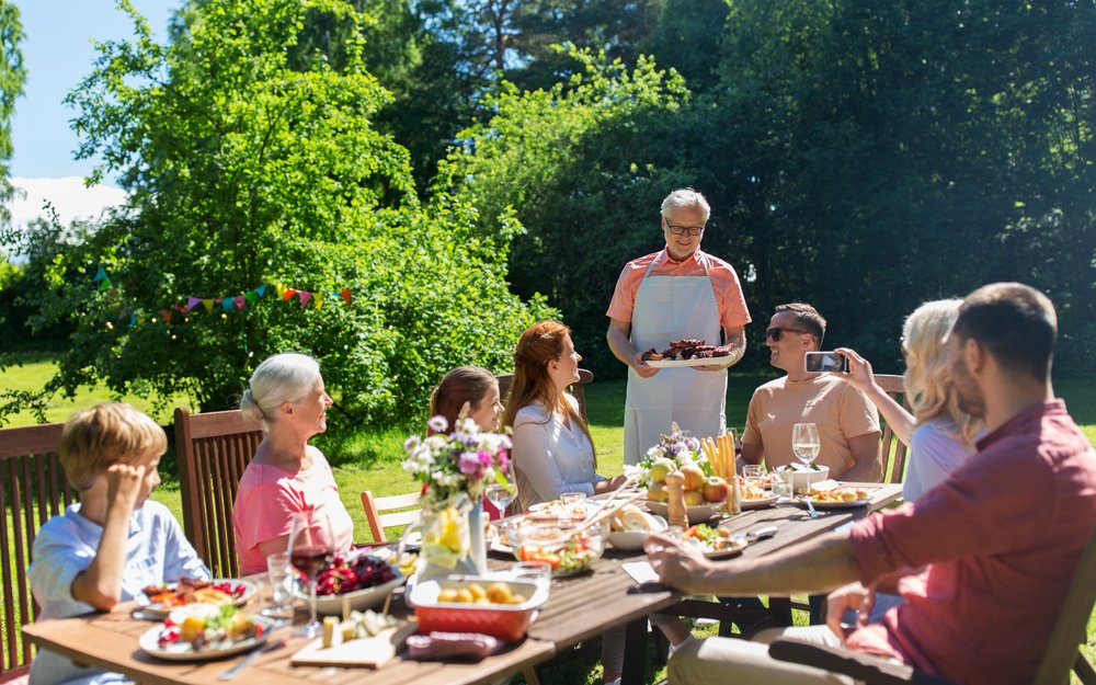 happy family having festive dinner