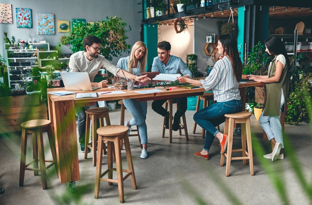 business people are working together in modern office