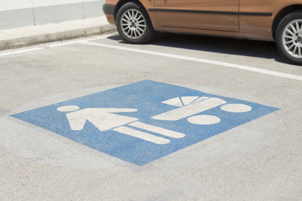 Parking lot street sign - reserved for mothers with children