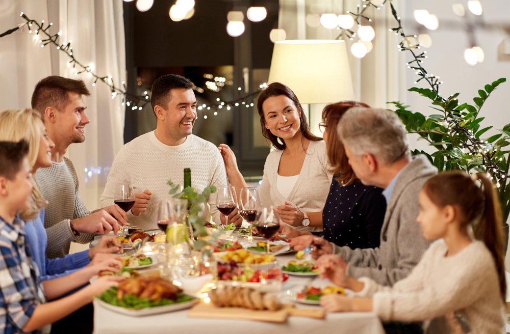 family having dinner party at home