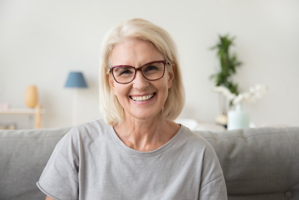 woman looking at camera